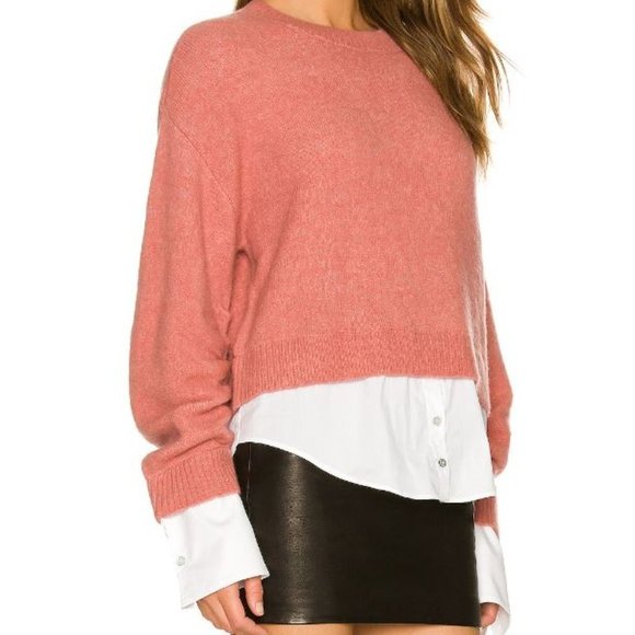 Cinq à Sept Sweaters - CINQ à Sept NWT Carlota Poplin-Paneled Wool-Blend Pullover Sweater